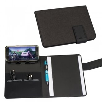 Notatnik A5 z power bankiem 4000 mAh i podświetlanym logo